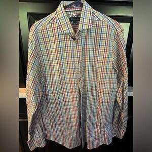 Mens dress shirt multi color check button up